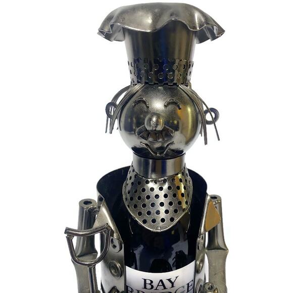 The Tinman Metal Wine Bottle Holder BBQ Chef Hat and Grill 12.5" Tall - Picture 9 of 9